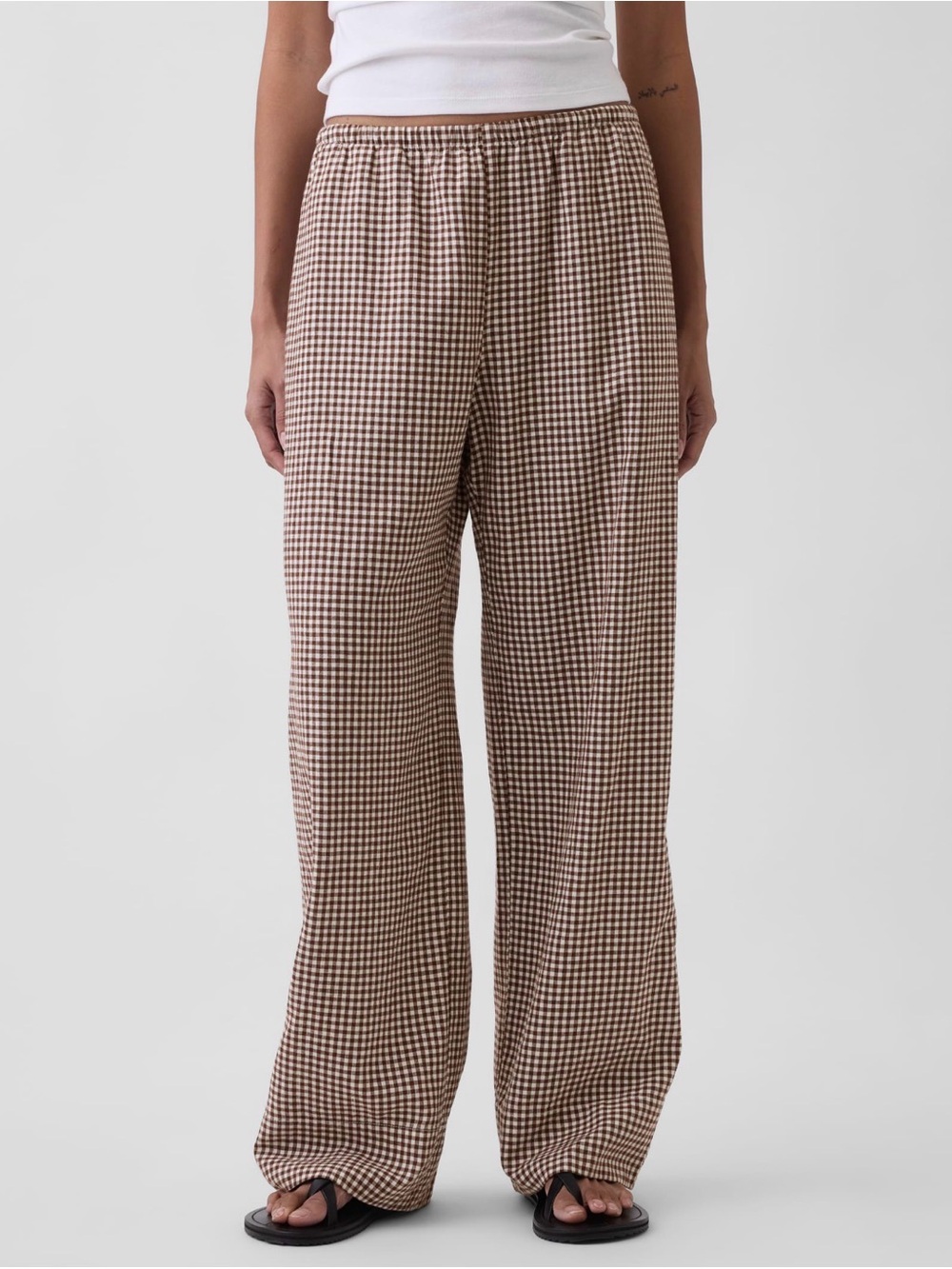 Linen-Blend Easy Wide Leg Pants